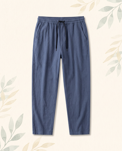 Men's Cotton Drawstring Pants with Pockets — in steel blue