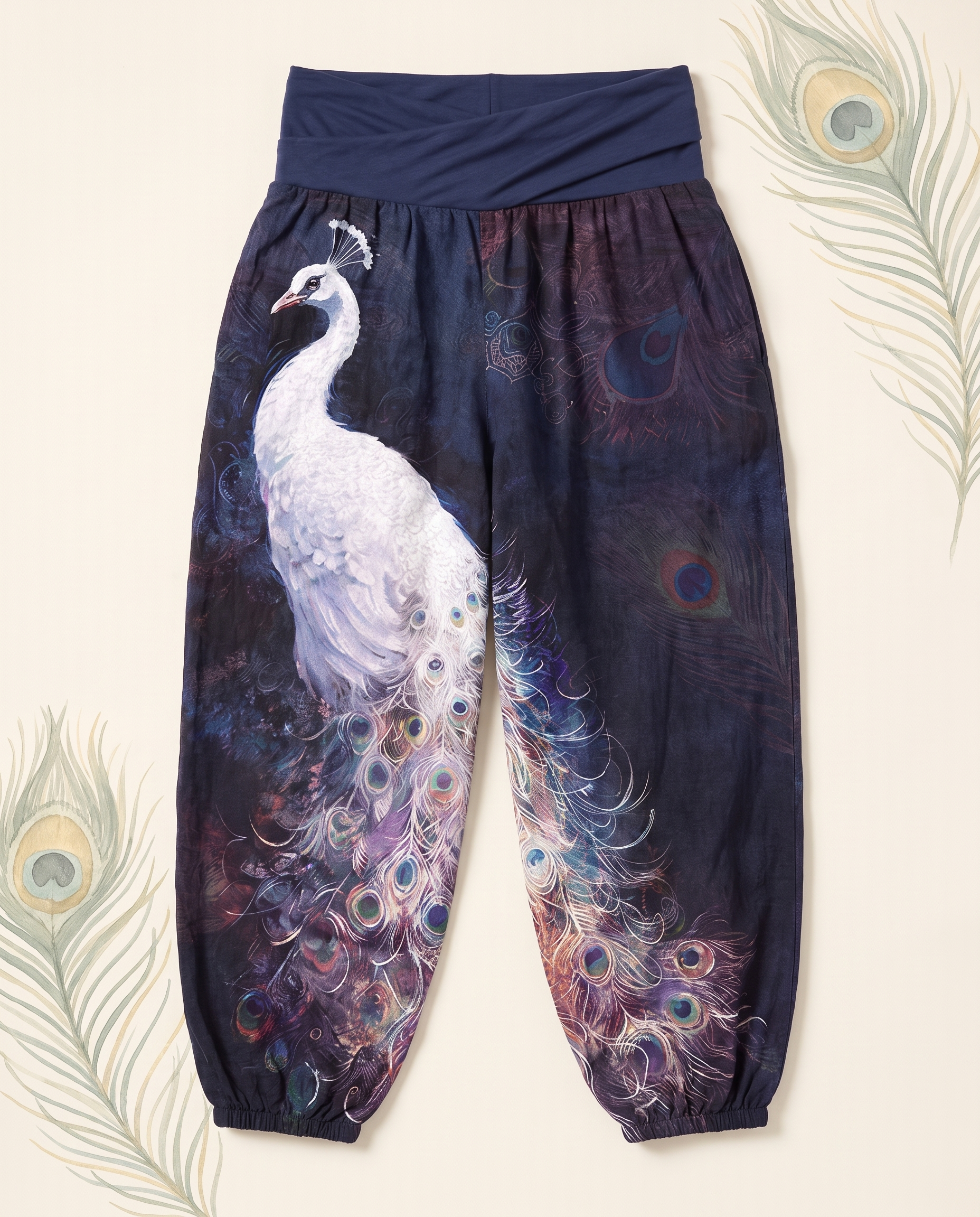 Peacock Cotton Harem Pants — in indigo