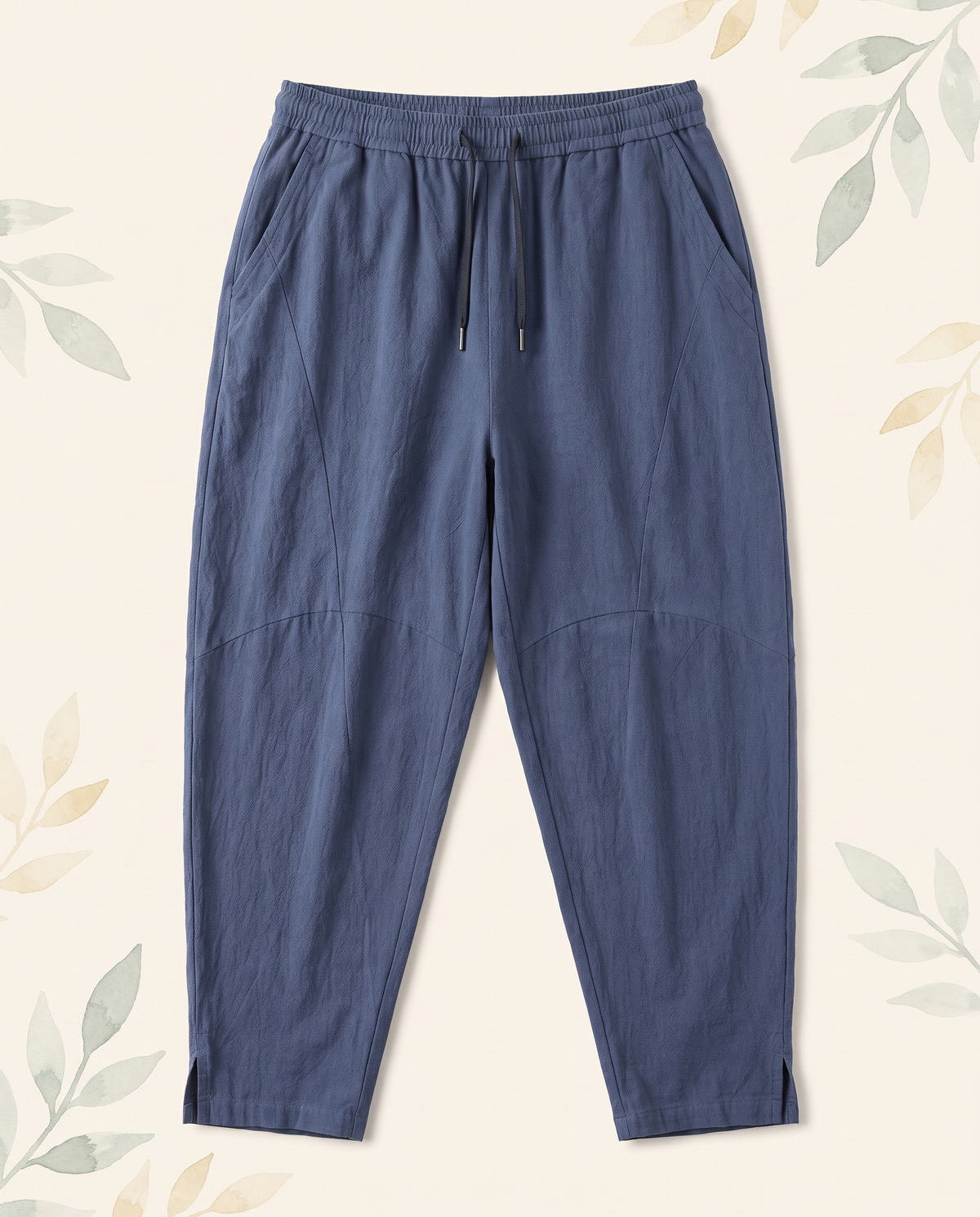 Men's Cotton Drawstring Pants with Pockets — in steel blue