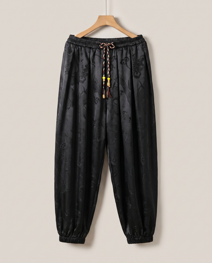 Men's Dragon Harem Pants with Pockets — in black
