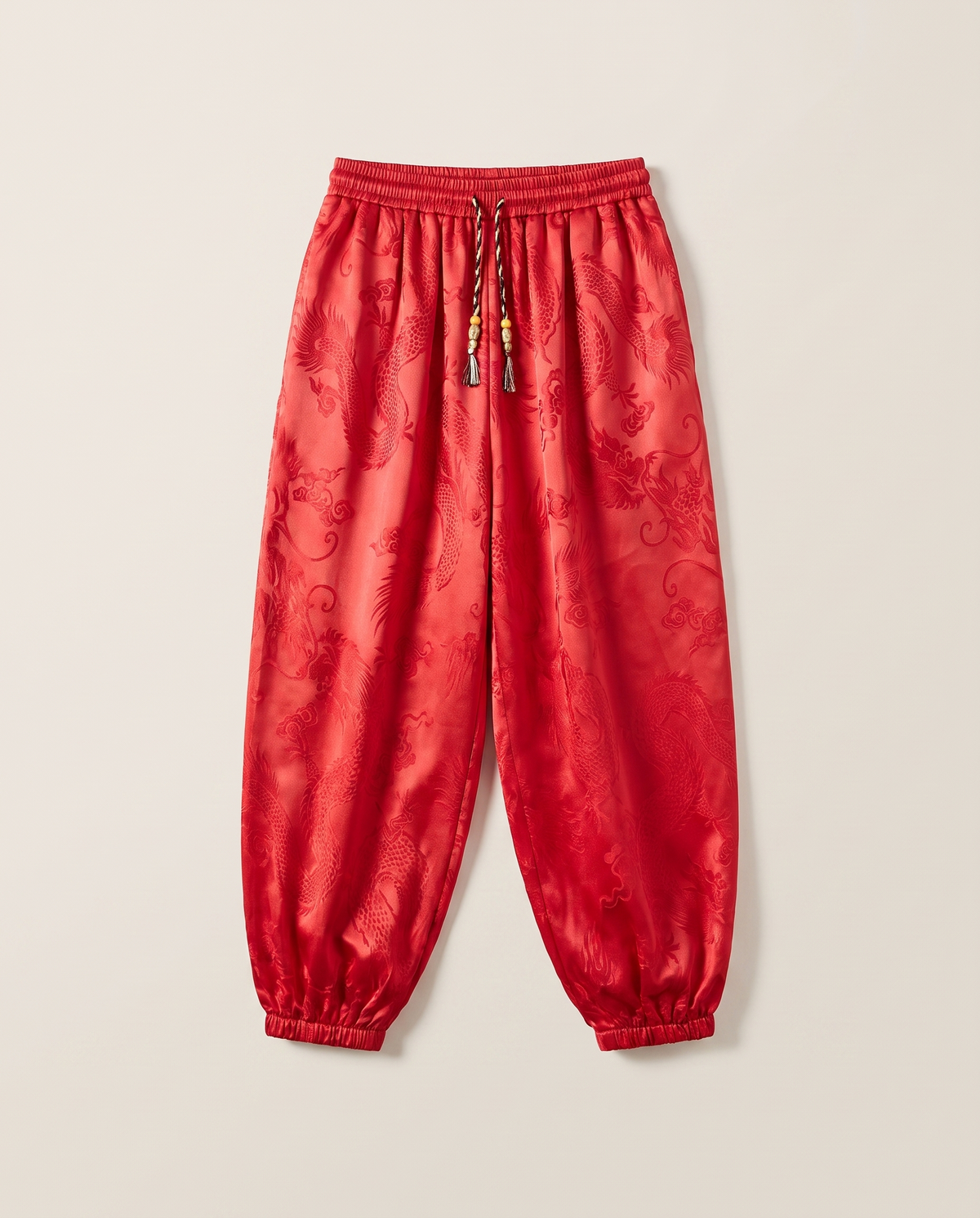 Men's Dragon Harem Pants with Pockets — in red
