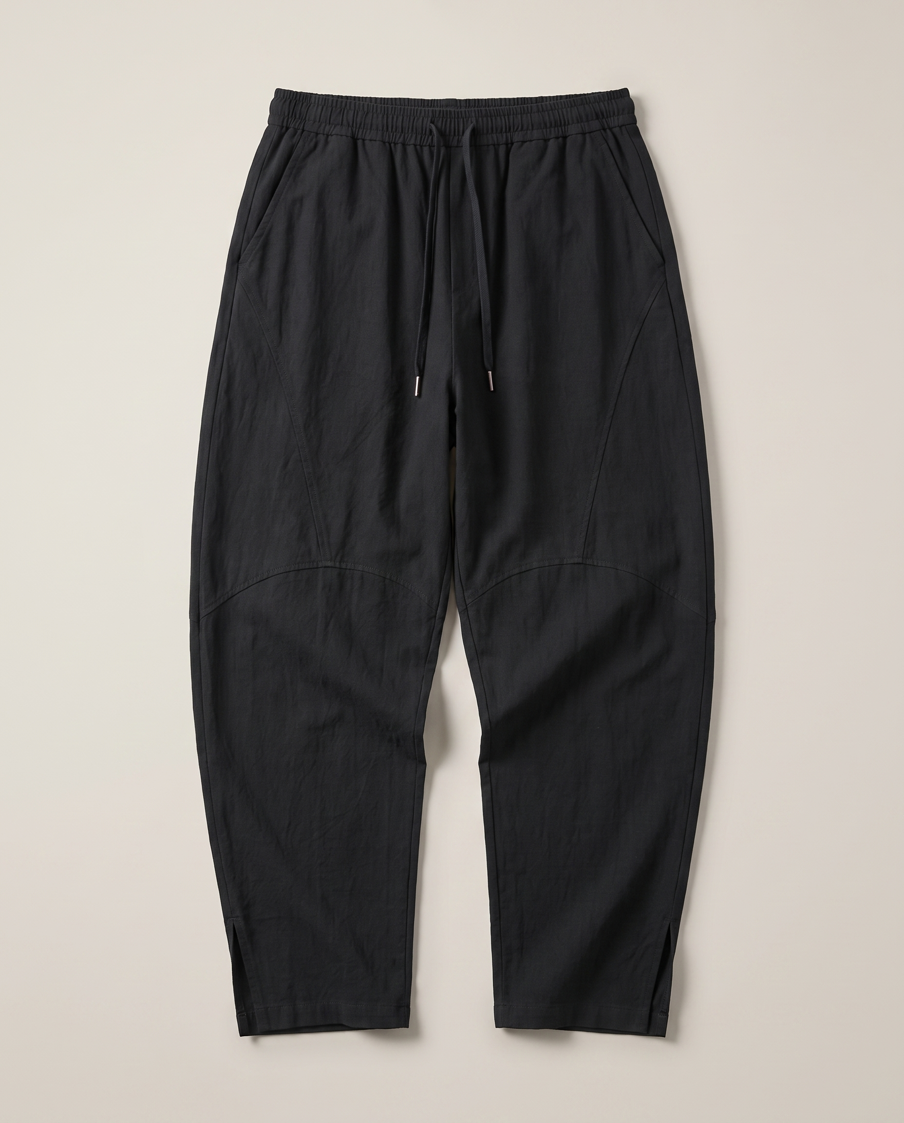 Men's Cotton Drawstring Pants with Pockets — in black