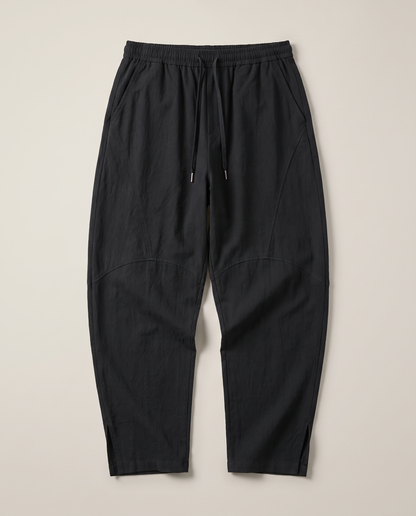 Men's Cotton Drawstring Pants with Pockets — in black