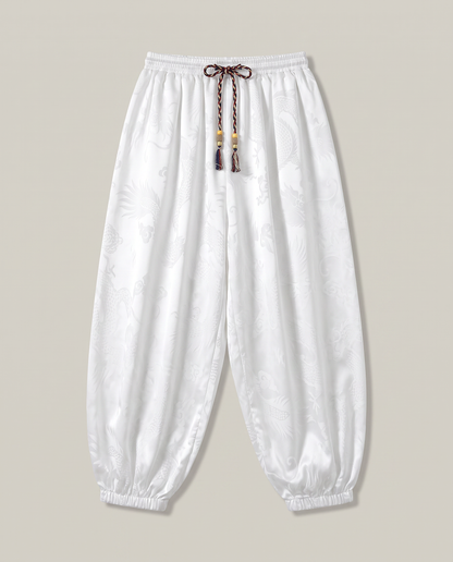 Men's Dragon Harem Pants with Pockets — in white