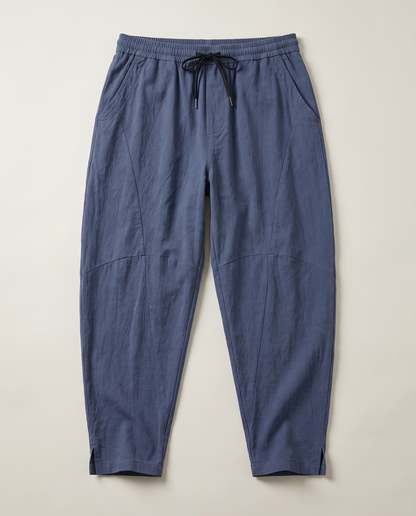 Men's Cotton Drawstring Pants with Pockets — in steel blue