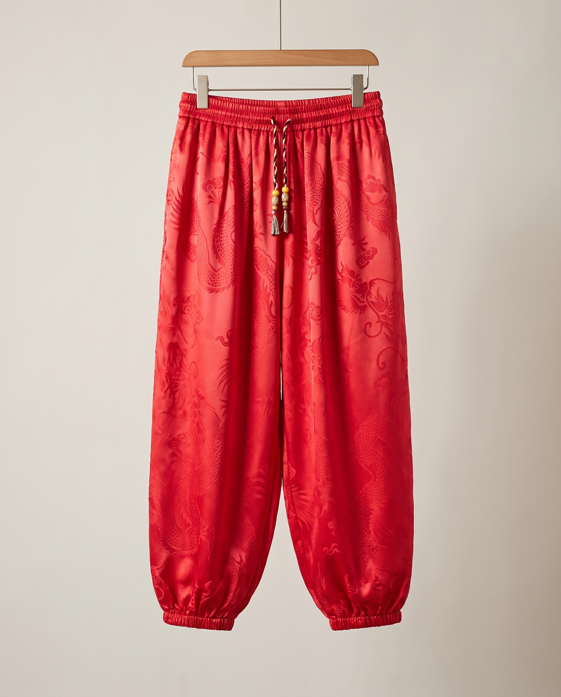 Men's Dragon Harem Pants with Pockets — in red