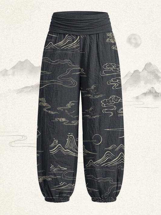 Mountain Moon Cotton Harem Pants — Light Slate Gray — product-only view